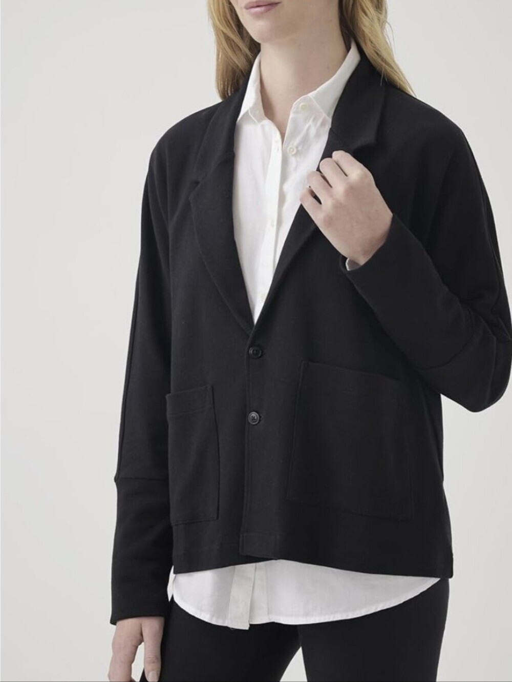 Pact Organic Cotton Airplane Relaxed Black Knit Blazer Jacket Size XXL Preppy